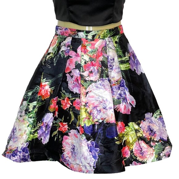 Sequin Hearts 2 Piece Party Dress Crop Top Floral Skirt Size 1 - Picture 3 of 16